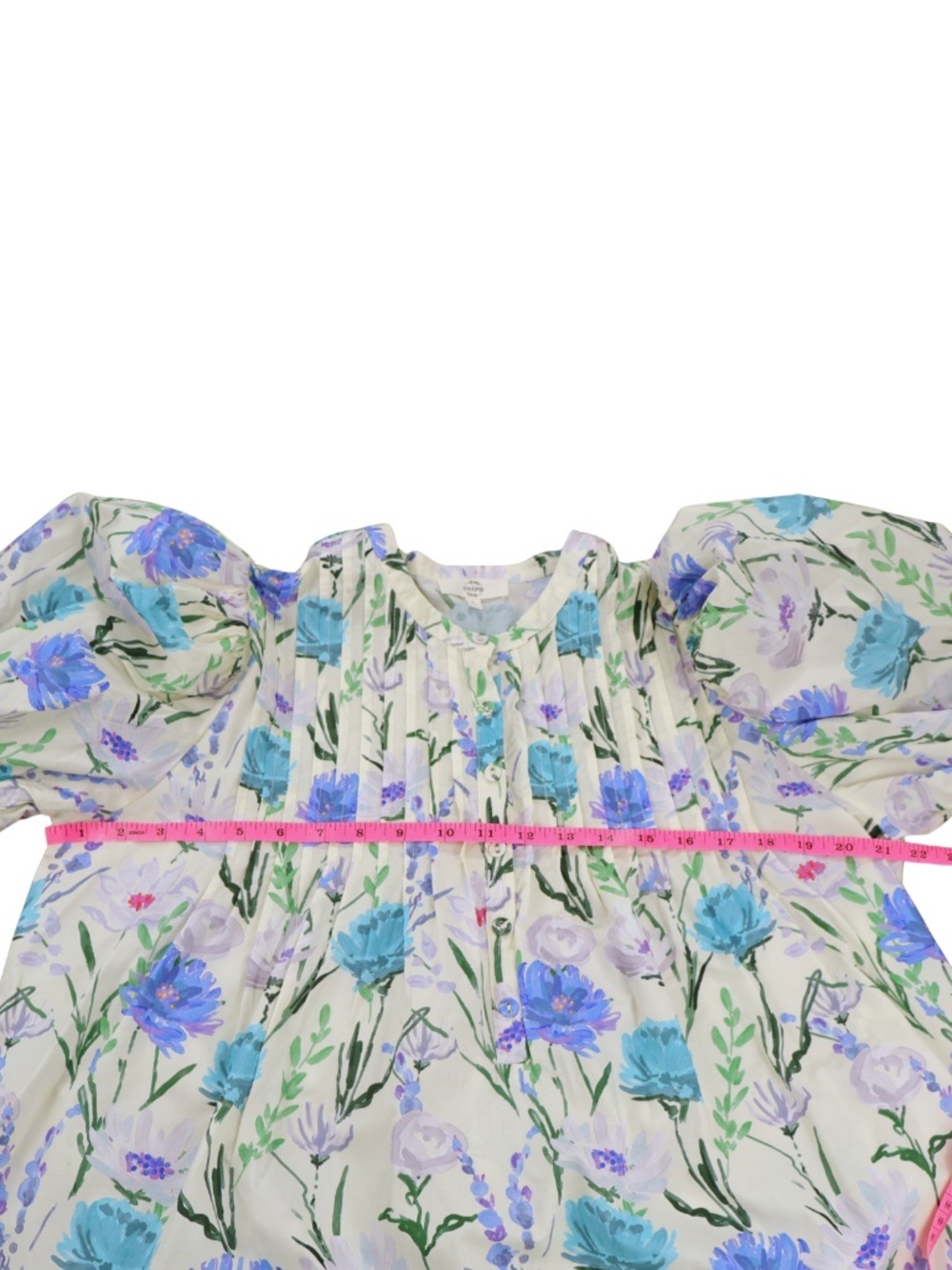 Entro Floral Puff Sleeve Babydoll Blouse Large Cottagecore Prairie Top - Picture 4 of 9